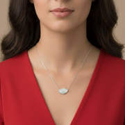 925 Sterling Silver Eye Shape Pendant Necklace with Adjustable Length